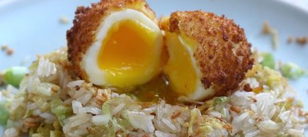 Рис с жаренным имбирем и запеченным яйцом